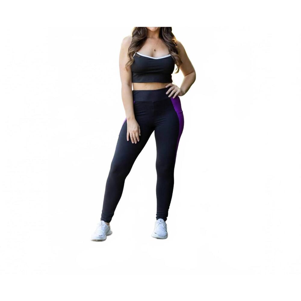 NEW JULIA ROSE presley panel full length leggings in purple